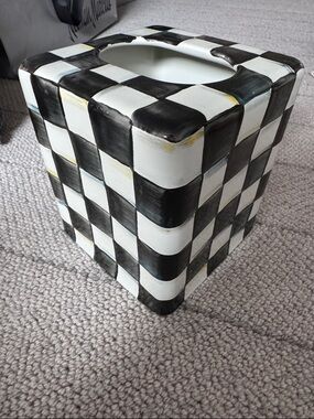 MacKenzie-Childs Courtly Check Black and White Logo Tissue Box Cover